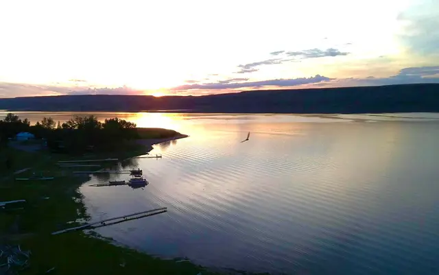 Sunset over Lake Diefenbaker at Beaver Flat